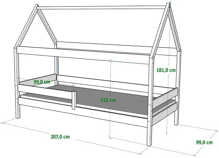 Białe łóżko domek z drewna sosnowego - Petit 3X 200x90 cm