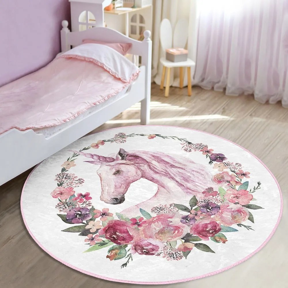 Różowy dywan dziecięcy ø 80 cm Comfort – Mila Home