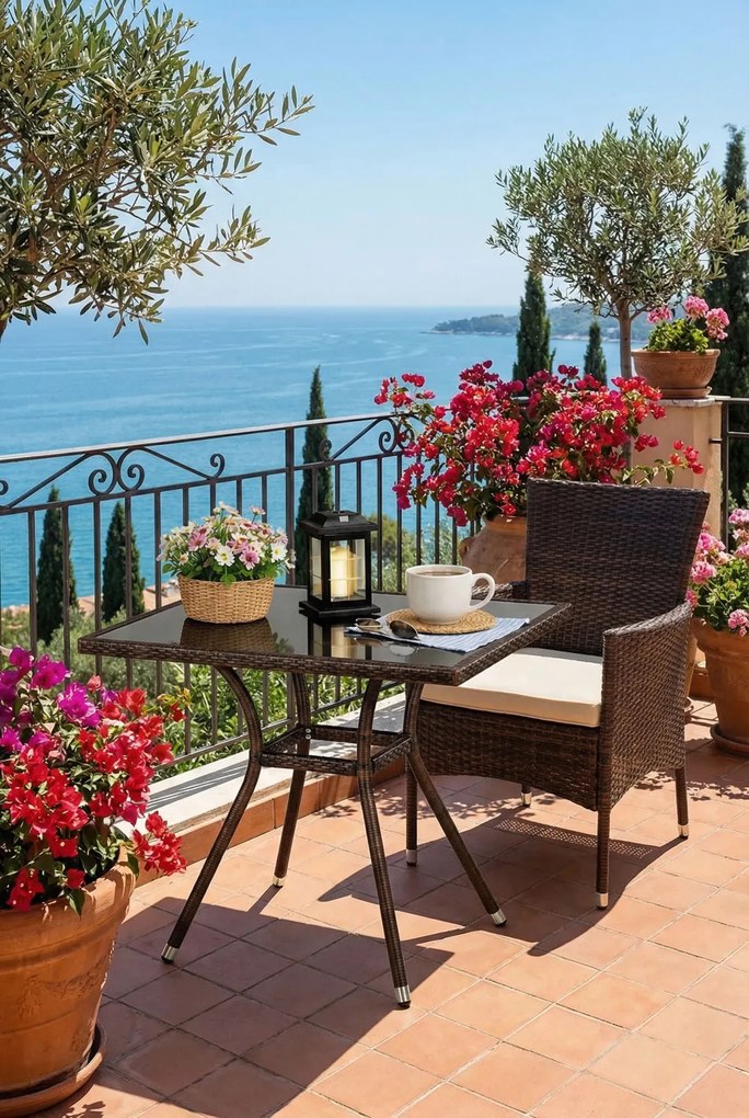 Szklany stół ogrodowy rattanowy H6-R36