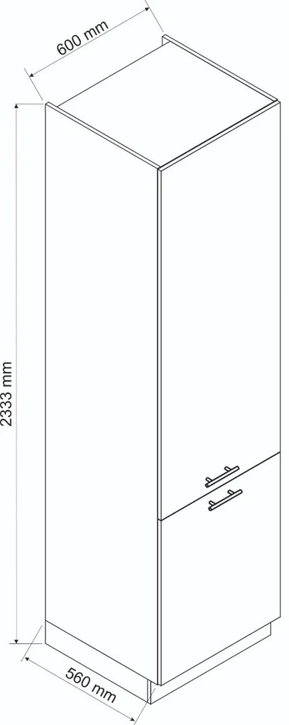 Szafka pod zabudowę lodówki 60 DENIS D60 LO/2333 P/L czarna mat STOLKAR