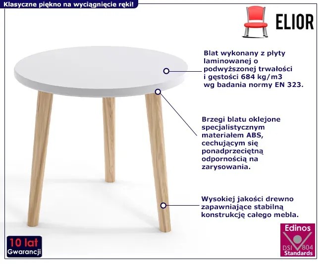 Okrągły biały stolik kawowy C9-K64