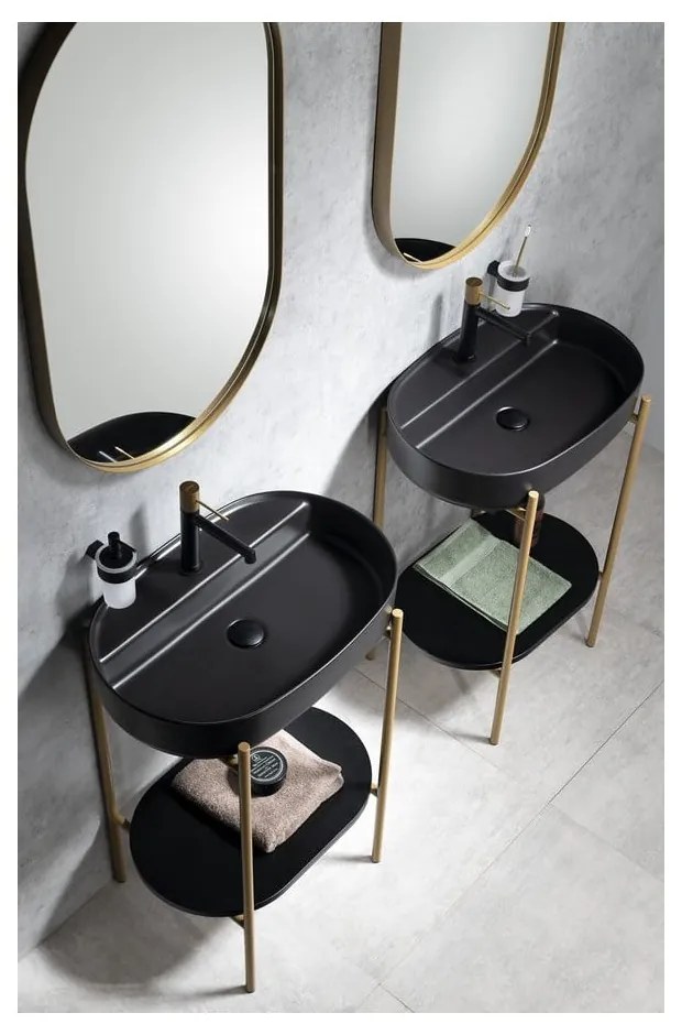 Czarna ceramiczna umywalka 60x40 cm Infinity Oval – Sapho