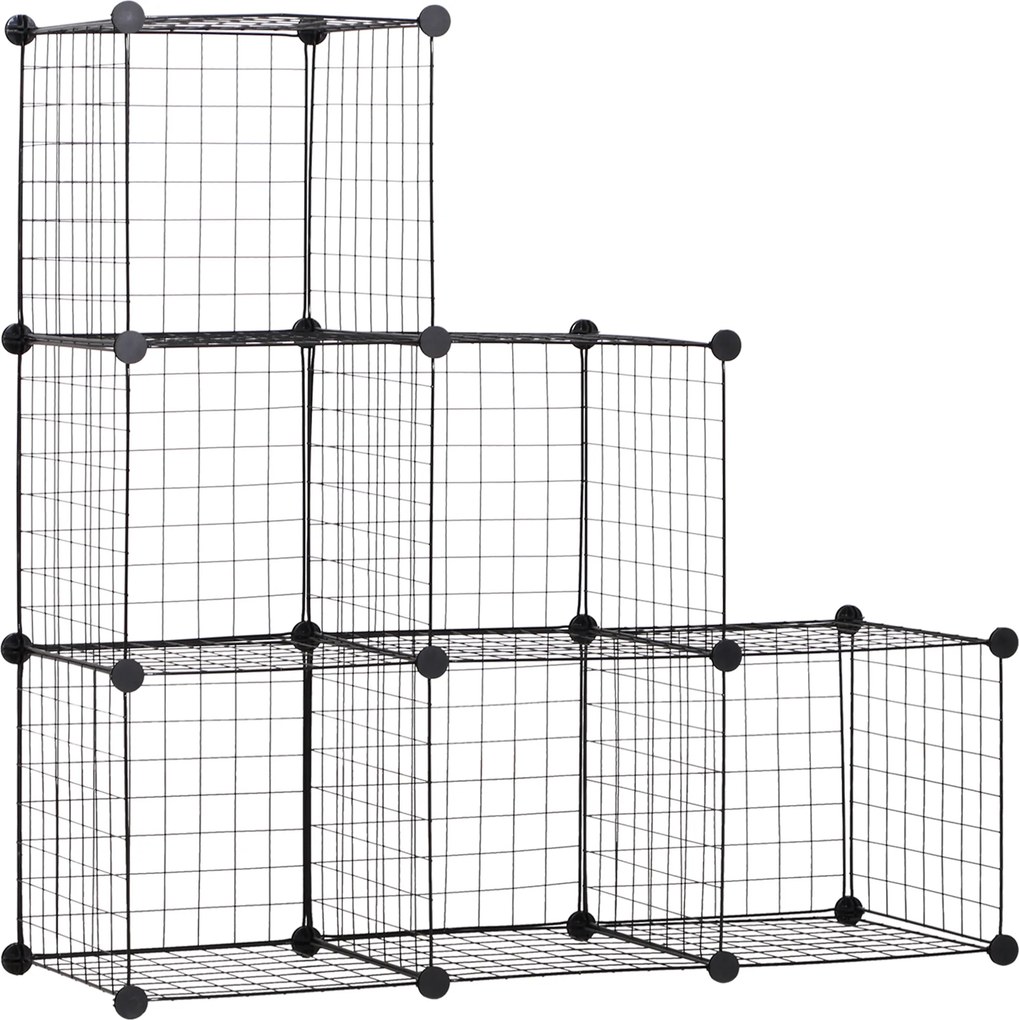 HOMCOM Regał z metalowych kostek, Dostosowywalna szafa na ubrania, książki, zabawki, elastyczny, 109L x 37B x 109H cm, Czarny