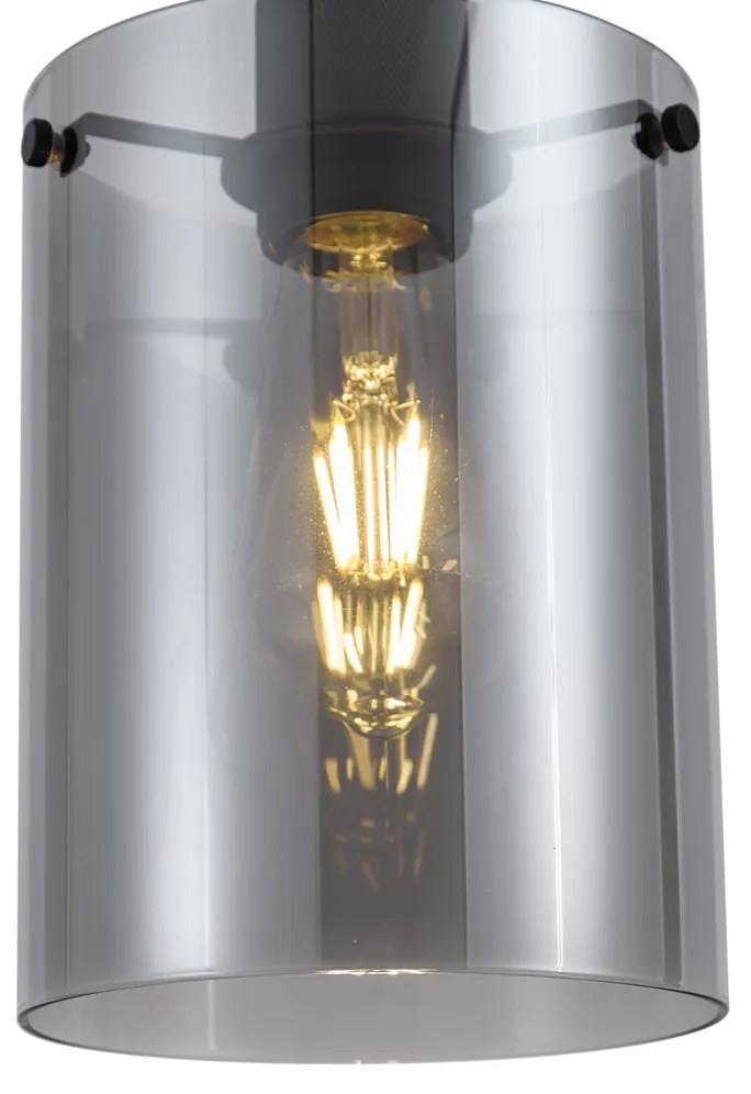 Designerska lampa wisząca czarna z przydymionym szkłem - Domo