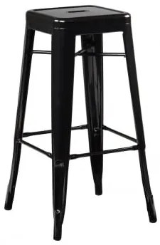 Zestaw 4 Sztaplowanych Wysokich Stołków Stalowych Lix Czarna & ↑75 Cm - Sklum