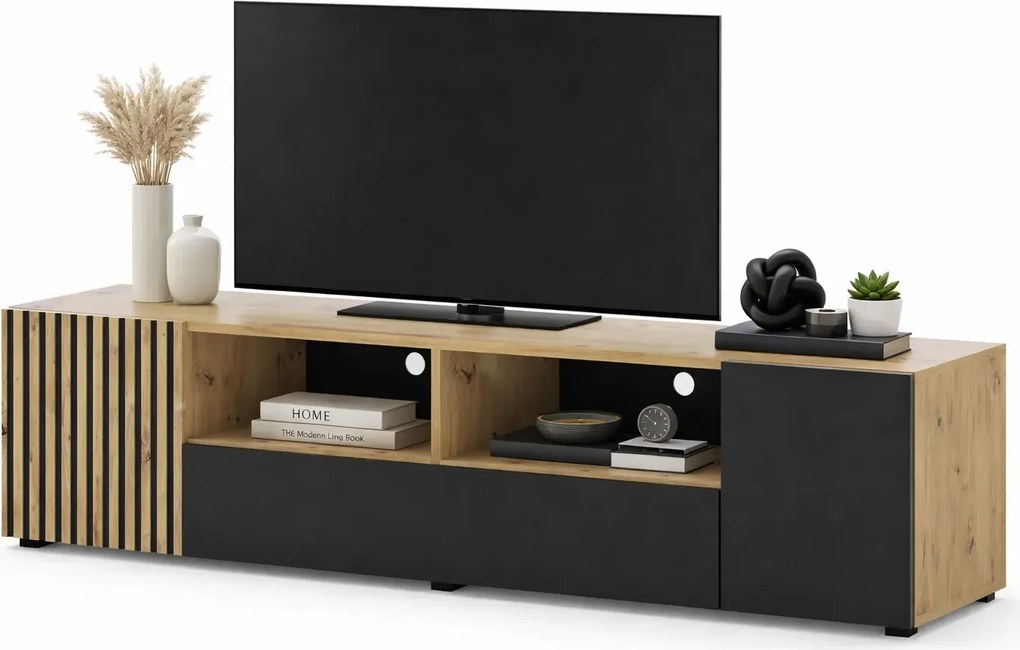 Szafka rtv z lamelowym frontem 200 cm H1-K51