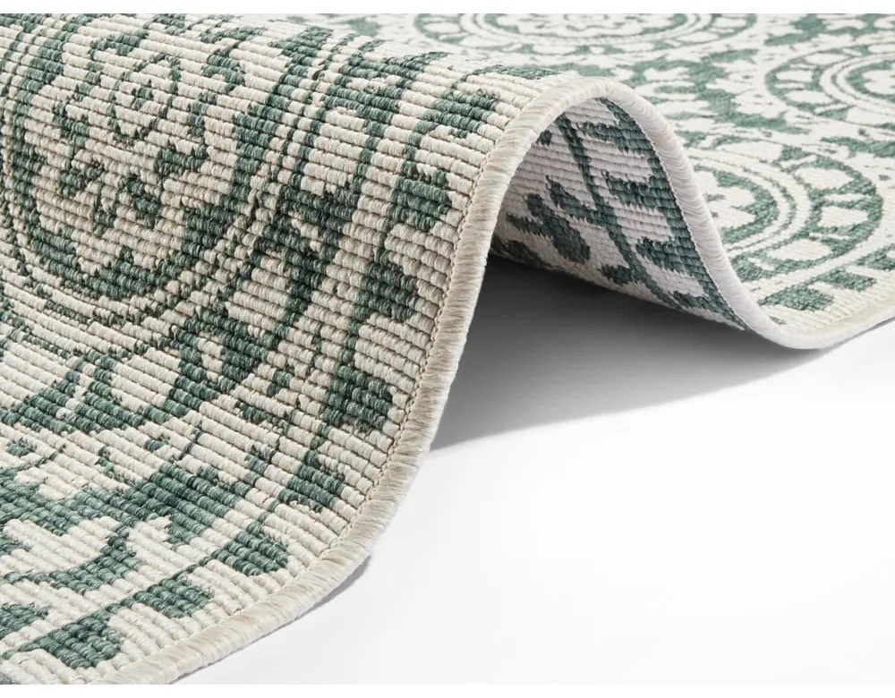 Zielono-kremowy dywan odpowiedni na zewnątrz NORTHRUGS Jardin, 80x350 cm