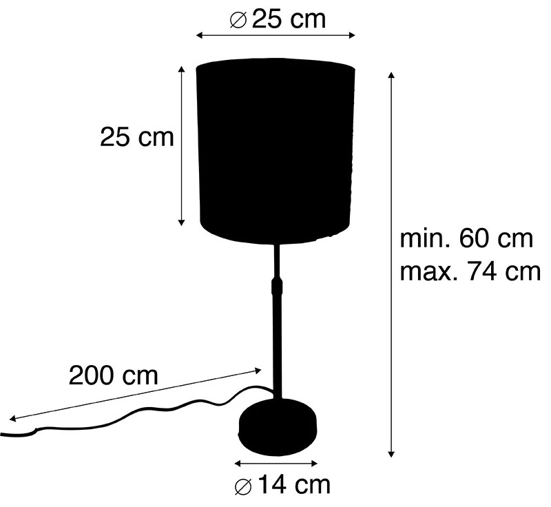 Nowoczesna lampa stołowa czarna z abażurem z tkaniny szarym 25 cm regulowana - Parte Nowoczesny Oswietlenie wewnetrzne