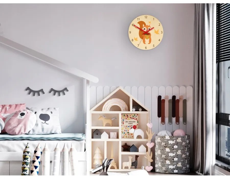 Zegar ścienny cichy do pokoju dziecięcego drewniany nowoczesny dekoracyjny
