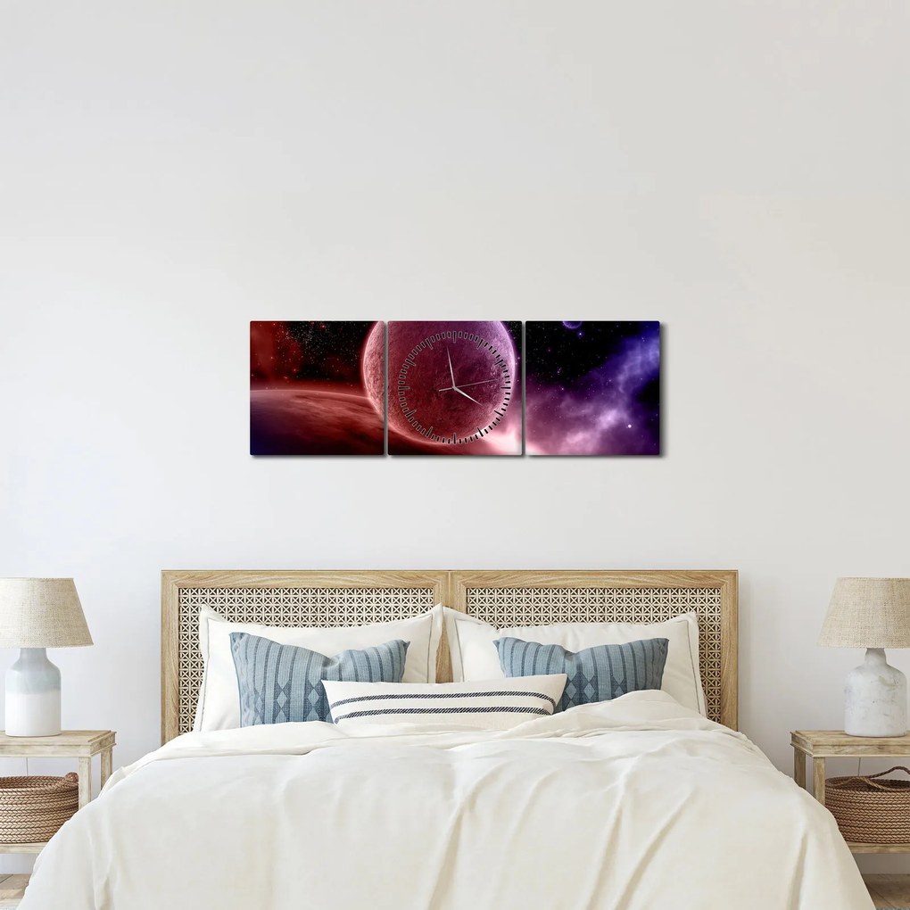 Obraz - Planeta (z zegarem) (90x30 cm)