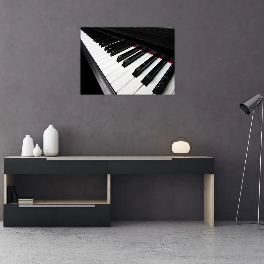 Obraz na szkle klawiszy fortepianu (70x50 cm)
