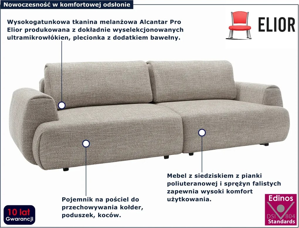 Rozkładana kanapa nowoczesna ciepły szary R3-W66