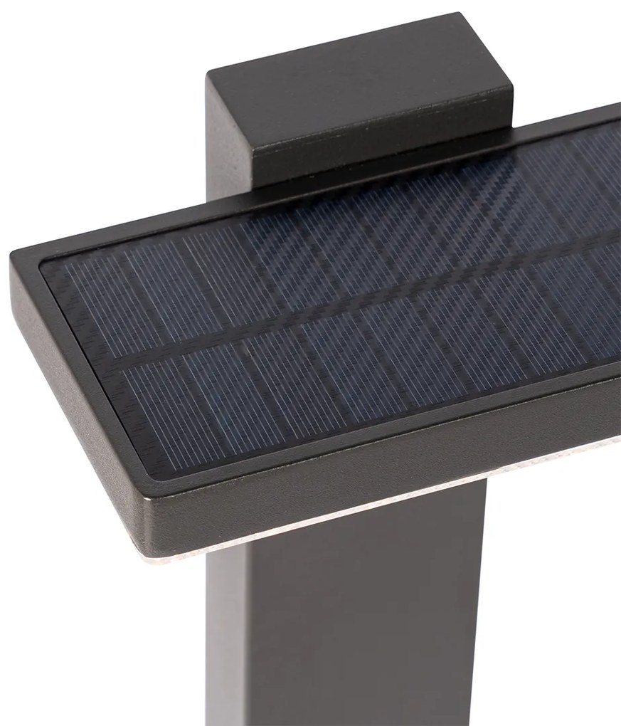 Zewnetrzna Stojąca lampa ogrodowa ciemnoszara 80 cm z wbudowanym LED i ściemniaczem na energię słoneczną - Sunnie Nowoczesny Oswietlenie zewnetrzne