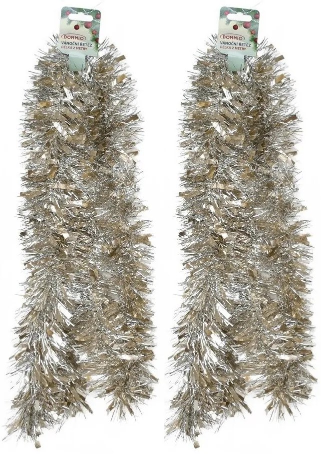 Bogaty łańcuch świąteczny Champagne, 2 m, ZESTAW 2 SZT.