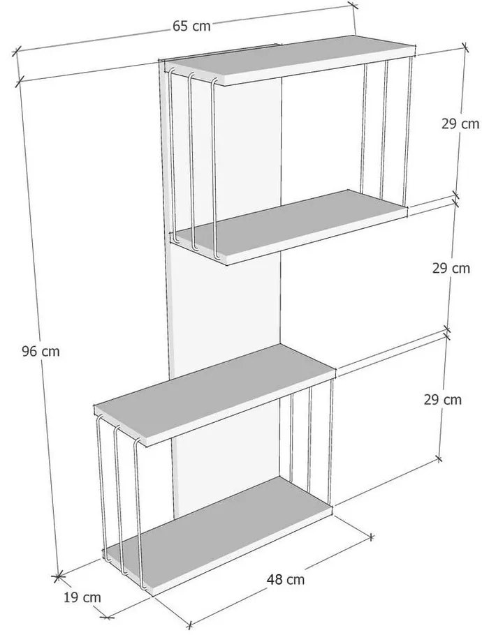Antracytowo-naturalna wielopoziomowa półka w dekorze sosny 65 cm Destan – Kalune Design