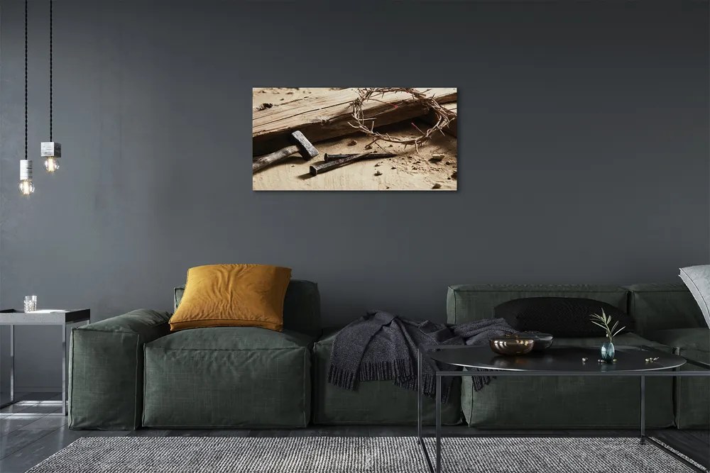 Zdjęcie na płótnie Krzyż, Ciernie i Młotek