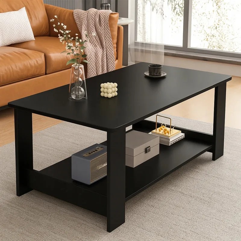 Stolik kawowy w stylu loft, drewniany - ława z półką - 100cm