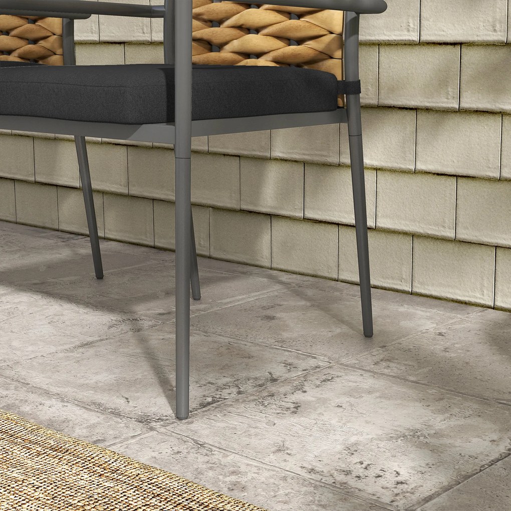 Outsunny Krzesła ogrodowe Krzesła na zewnątrz, Stylowe, mieszczące się w pogodzie, nowoczesne wzornictwo, 57 x 58 x 87cm, Czarny