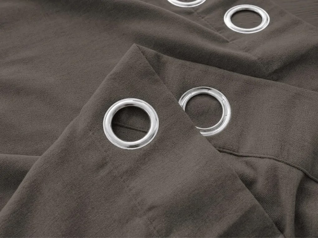Zasłona TAVIO 140x250 cm, szarobrązowy Zawieszanie: Metalowe pierścienie