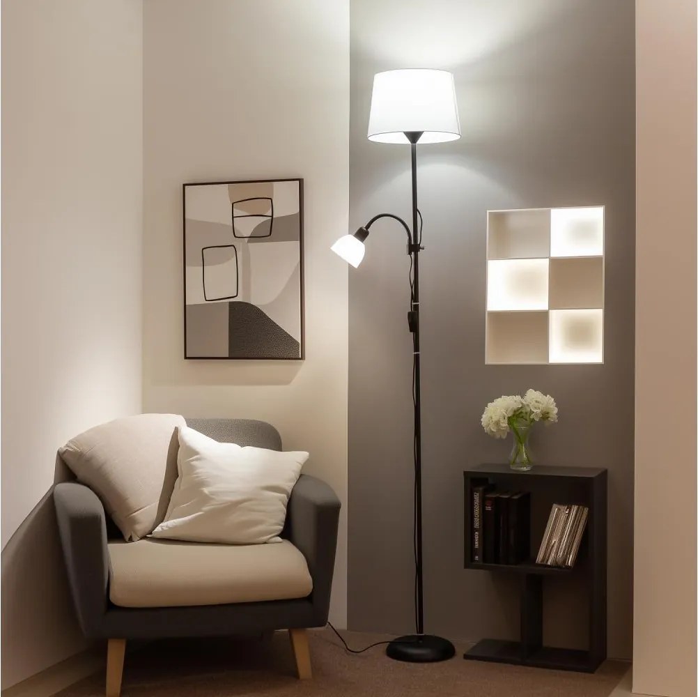 Brilagi - Lampa podłogowa CERIA 1xE27/100W/230V + 1xE14/25W czarna/biała