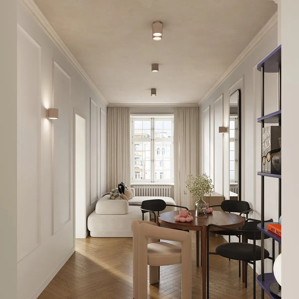 Plafon dwupunktowy AURA 2 taupe GU10 ryflowany SOLLUX LIGHTING