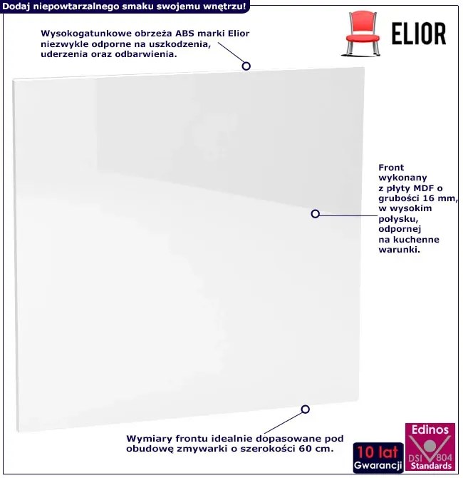 Biały nowoczesny front do zmywarki S5-R06