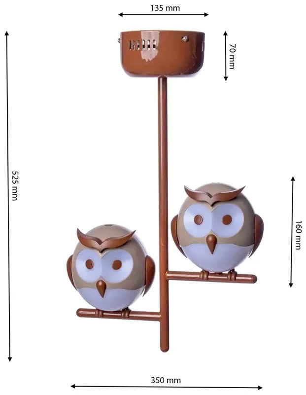 Lampa sufitowa dziecięca w kształcie sowy - N46-Mersa