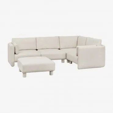 4-częściowa Sofa Modułowa Narożna Prawa I Pufa Z Tkaniny Bouclé Artemisa Tkanina Bouclé W Kolorze Kremowo-beżowym - Sklum