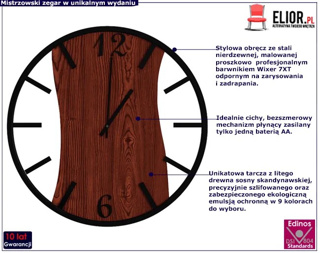 Zegar na ścianę w kolorze palisandru N2-H59