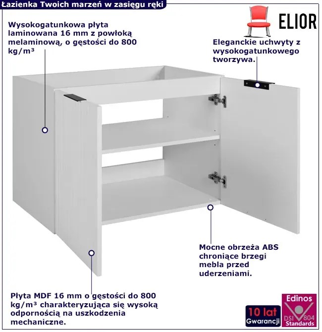 Biała dwudrzwiowa wisząca szafka do łazienki 80 cm R2-E70