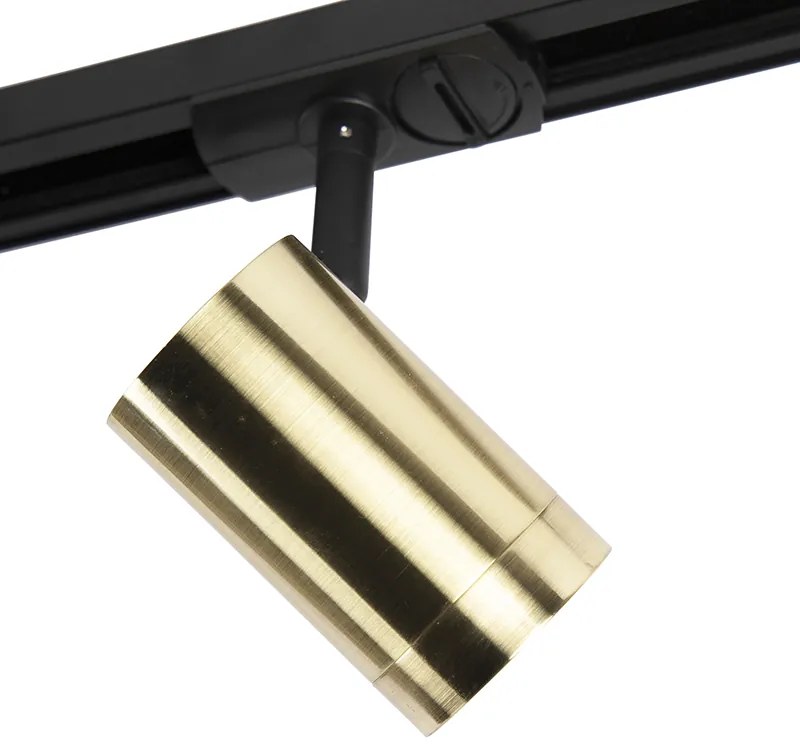 Nowoczesny system oświetlenia szynowego z 3 reflektorami, złoty, 1-fazowy - Iconic Jeana