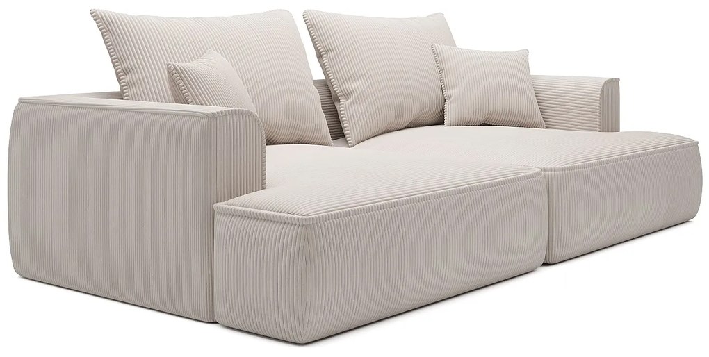 Kanapa 4-osobowa z głębokim siedziskiem z sztruksu beżowego PINETA