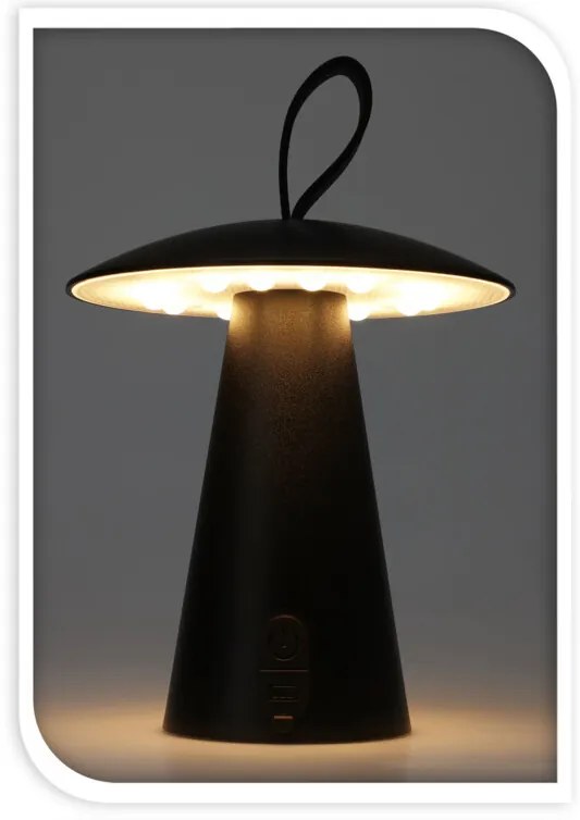 Metalowa lampa stołowa, grzybek LED, 15 x 17 cm