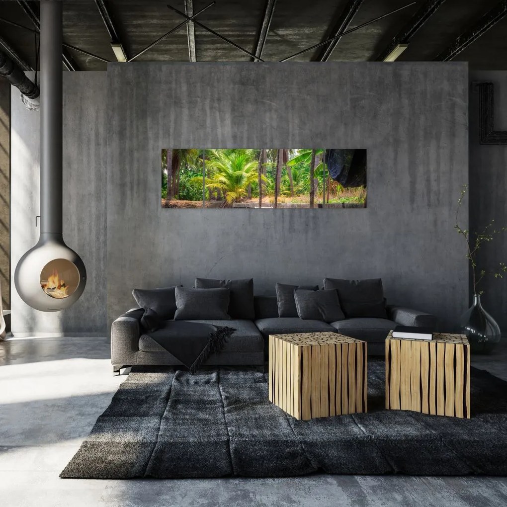 Obraz - Drewniana łódź na kanale, Tajlandia (170x50 cm)