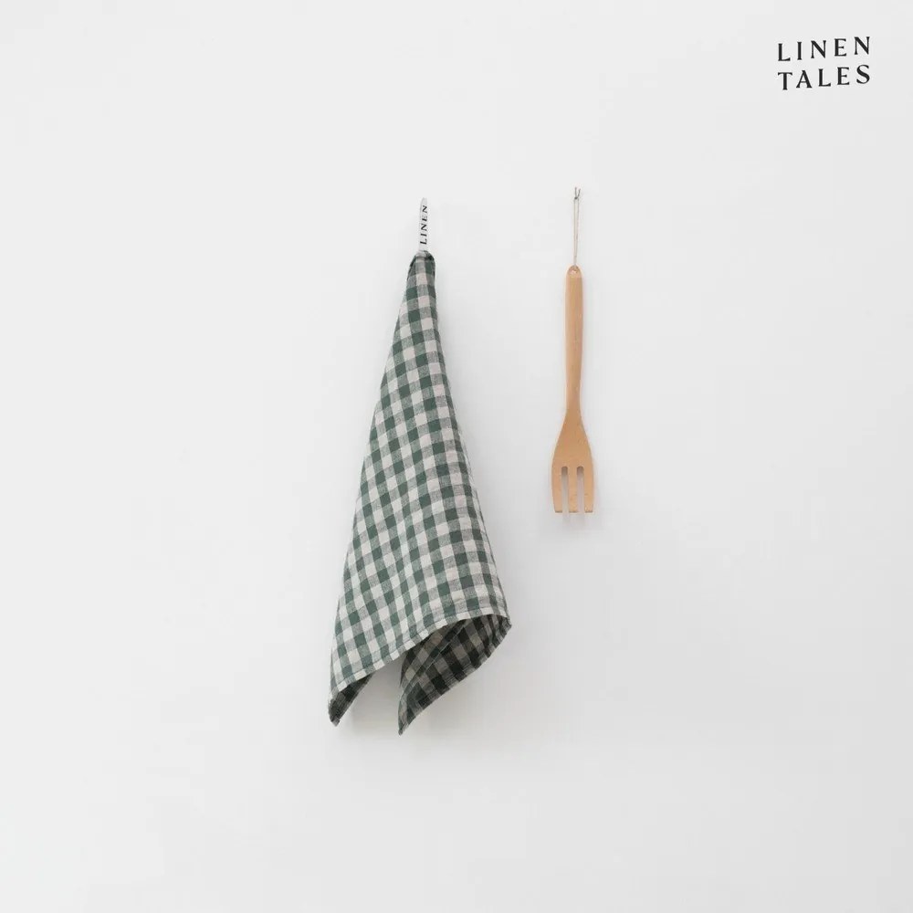 Lniana ścierka 45x65 cm Forest Green Gingham – Linen Tales