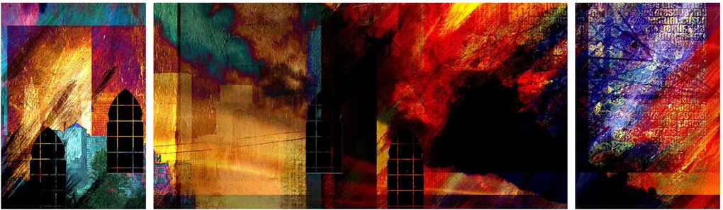 Obraz - Kolorowa abstrakcja miasta (170x50 cm)