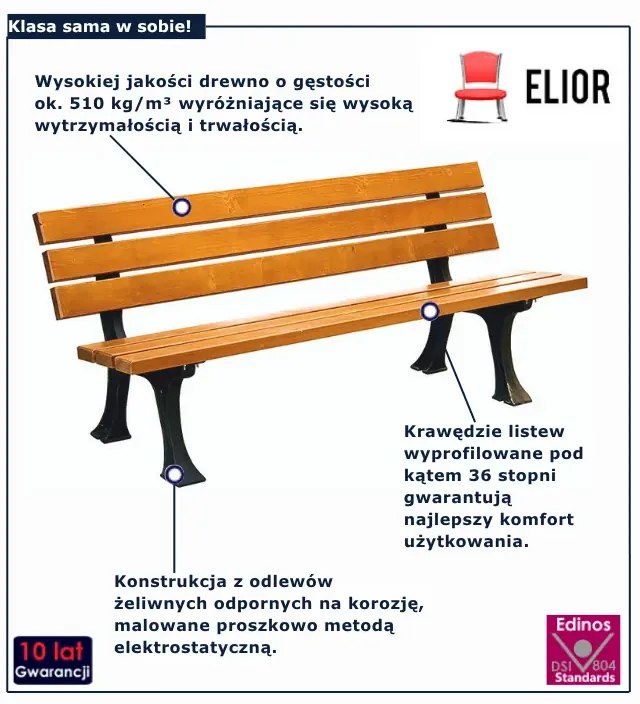 Ławka ogrodowa 180 cm 7 kolorów T0-H78