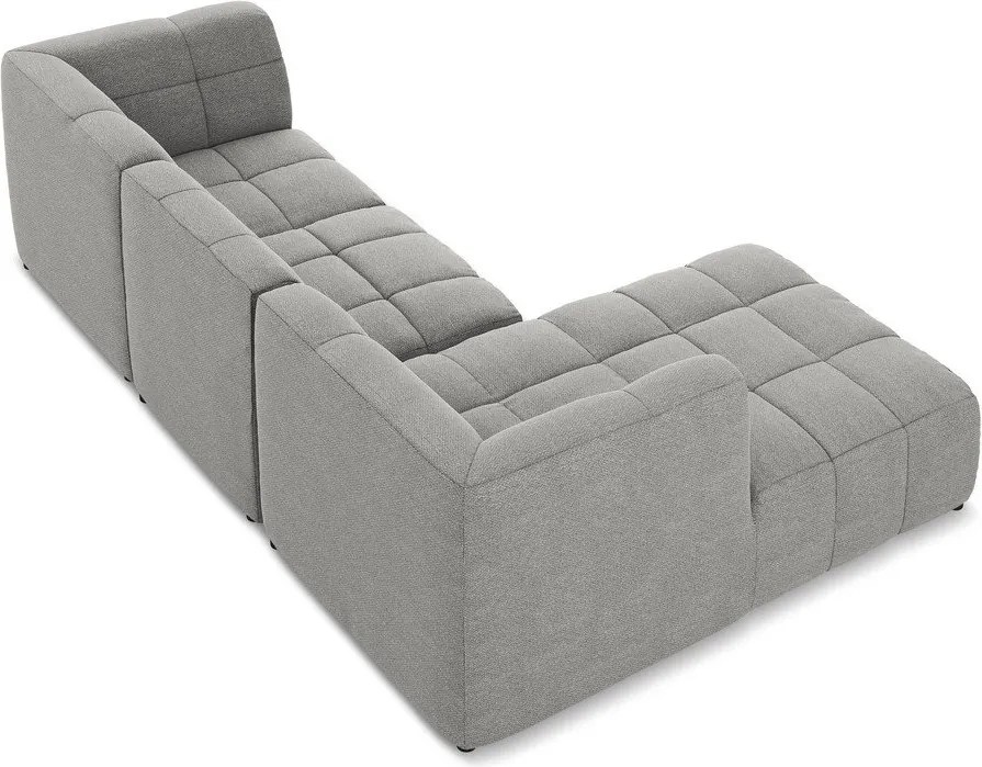 Szary narożnik z materiału bouclé (lewostronny/z szezlongiem) Aloha – Makamii