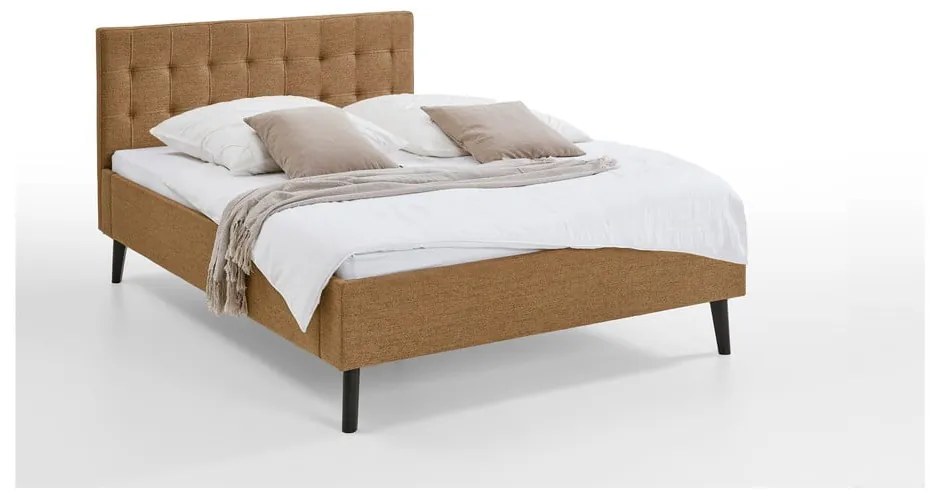 Brązowe tapicerowane łóżko dwuosobowe 140x200 cm Empire – Meise Möbel