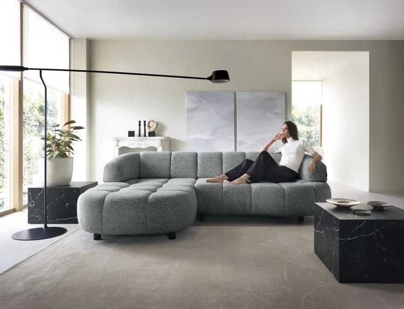 Narożnik VELPA S z elektryczną regulacją siedziska Lewostronny wolnostojący w tkaninie PUENTE 11 WERSAL