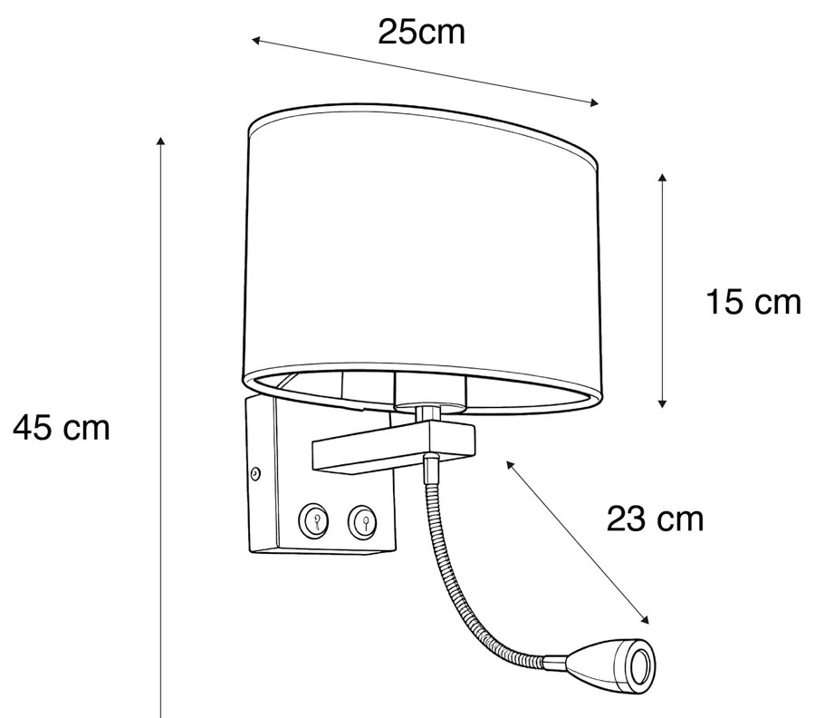Lampa ścienna mosiężna z owalnym aksamitnym abażurem o wzorze liści 25 cm - Brescia Combi Nowoczesny Oswietlenie wewnetrzne