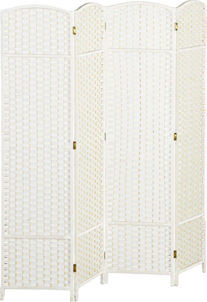 HOMCOM 4-częściowy parawan, składana zasłona, ściana osłonowa do salonu, sypialni, biura domowego, Biały