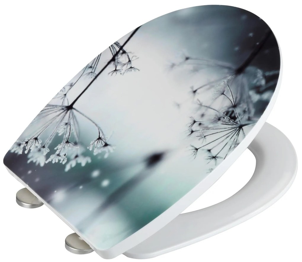 Deska sedesowa POLAR z cichym domykaniem, Thermoplast, wzór roślinny, WENKO