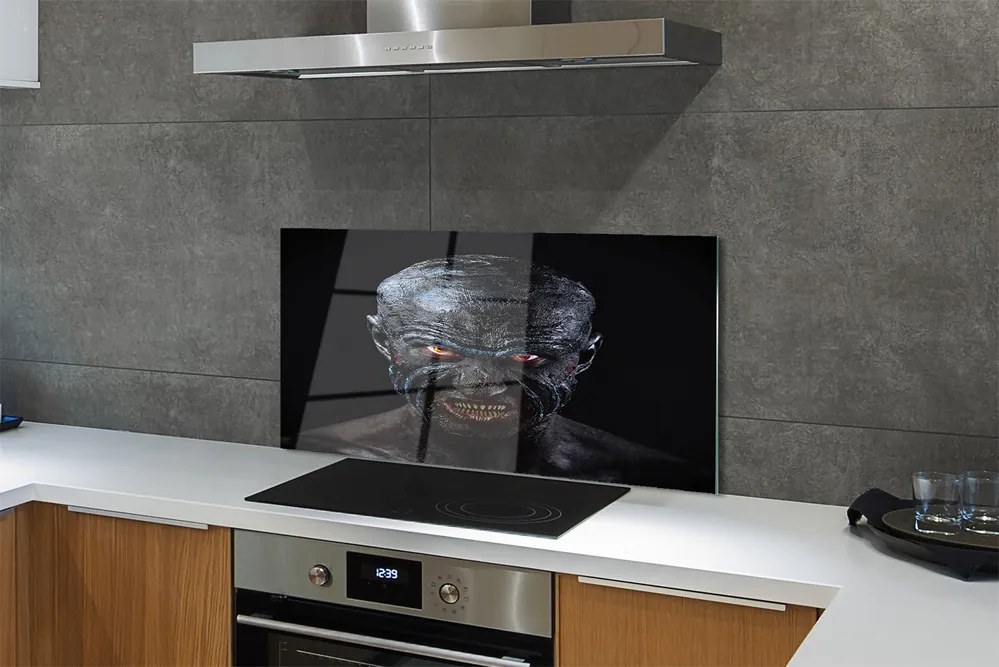 Panel szklany do Kuchni Przerażająca Postać o Czerwonych Oczach