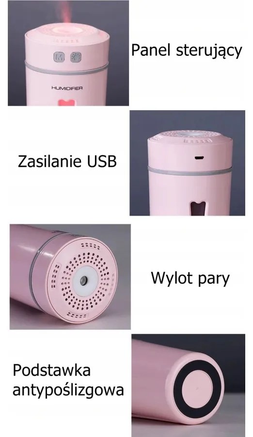 Dyfuzor nawilżacz powietrza ultradźwiękowy lampka