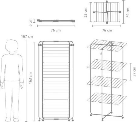 Biała suszarka na pranie 30 m HangOn Tower – Brabantia