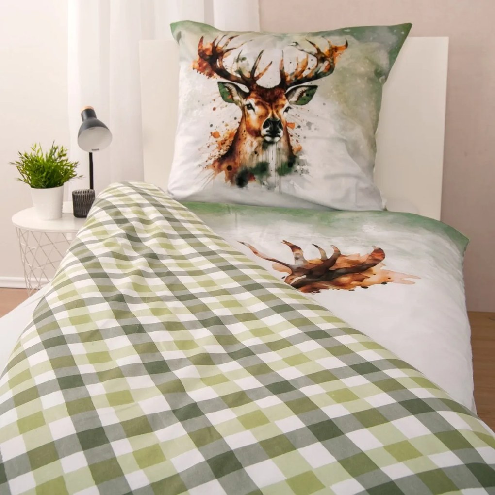 Herding Pościel flanelowa Jeleń, 135 x 200 cm, 80 x 80 cm
