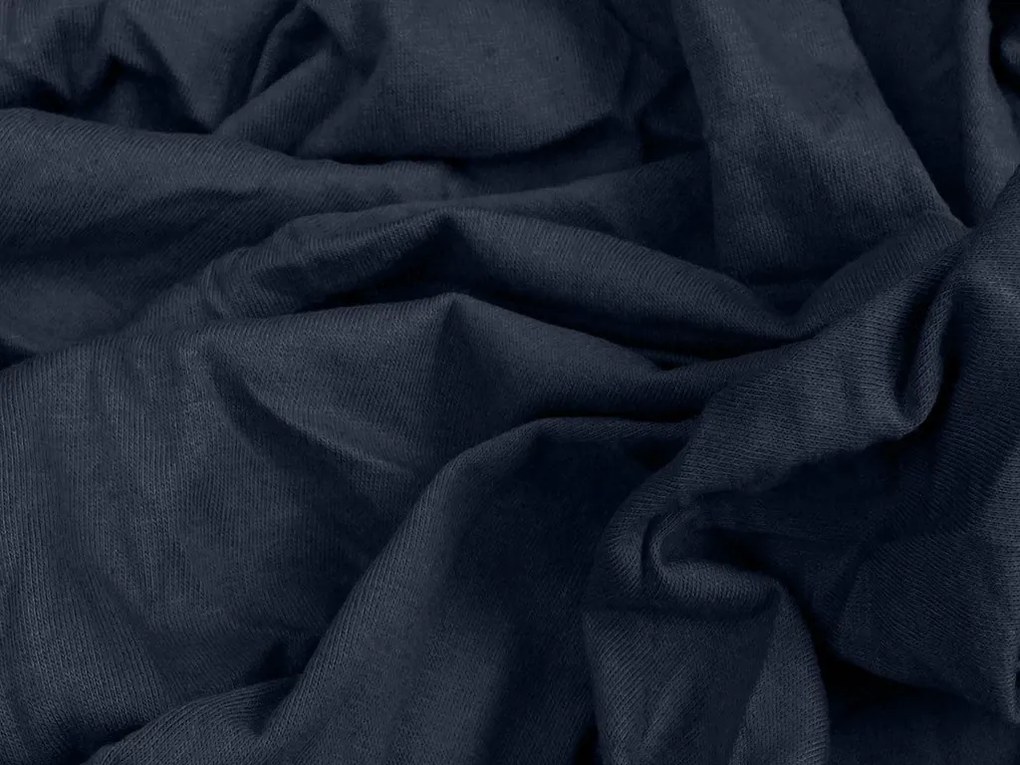 PrzytulneMieszkanie.pl Prześcieradło jersey HIGHFIT w kolorze granatowym 90 x 200 cm