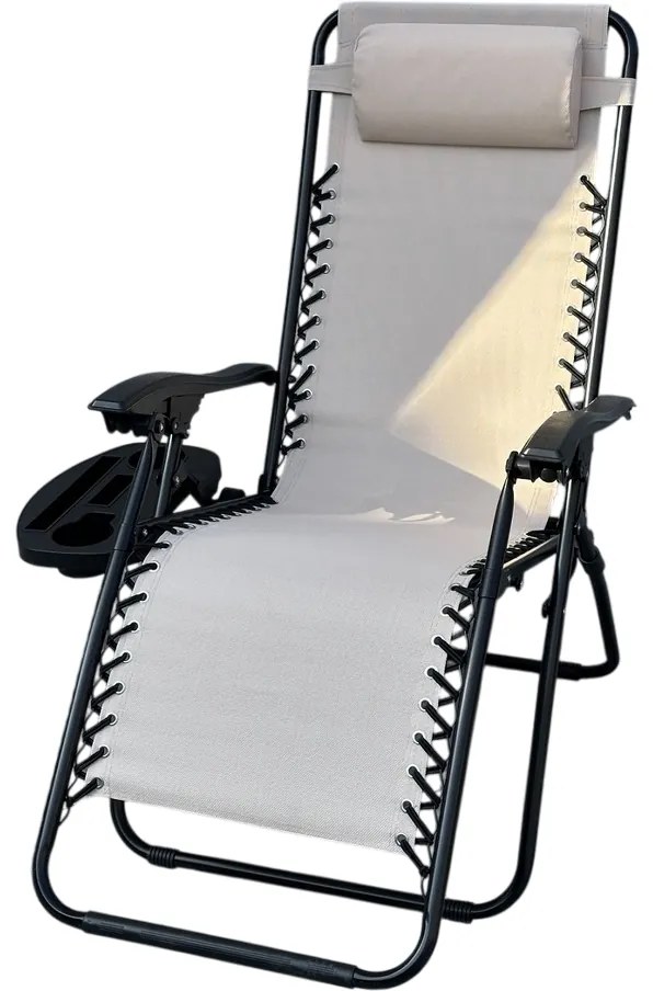 Relaksacyjne krzesło  ogrodowe z podnóżkiem Regina, beżowy