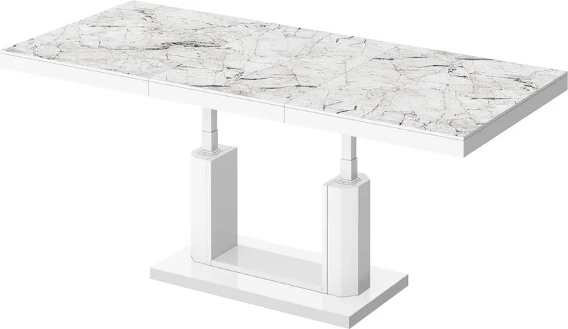 Rozkładany ławostół z marmurowym blatem Quadro Lux marmur/biały